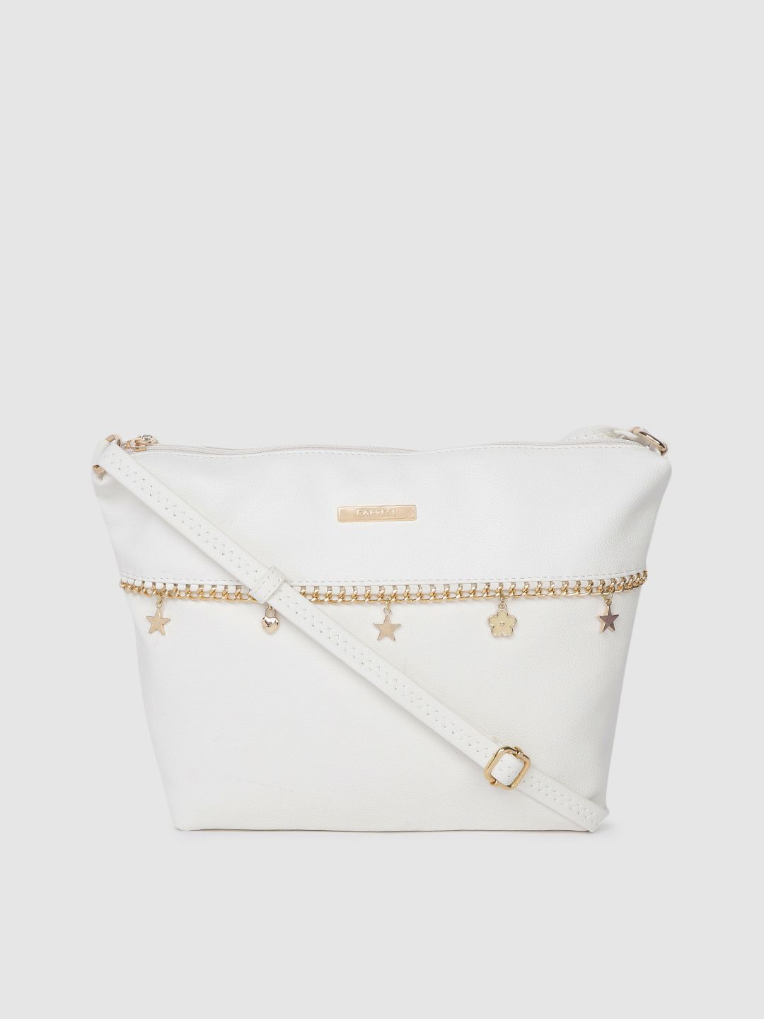 Caprese Women White Solid Sling Bag Price in India