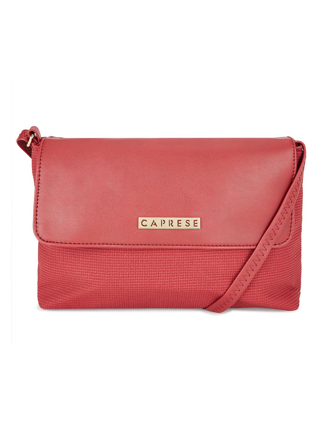 Caprese Red Textured Sling Bag Price in India