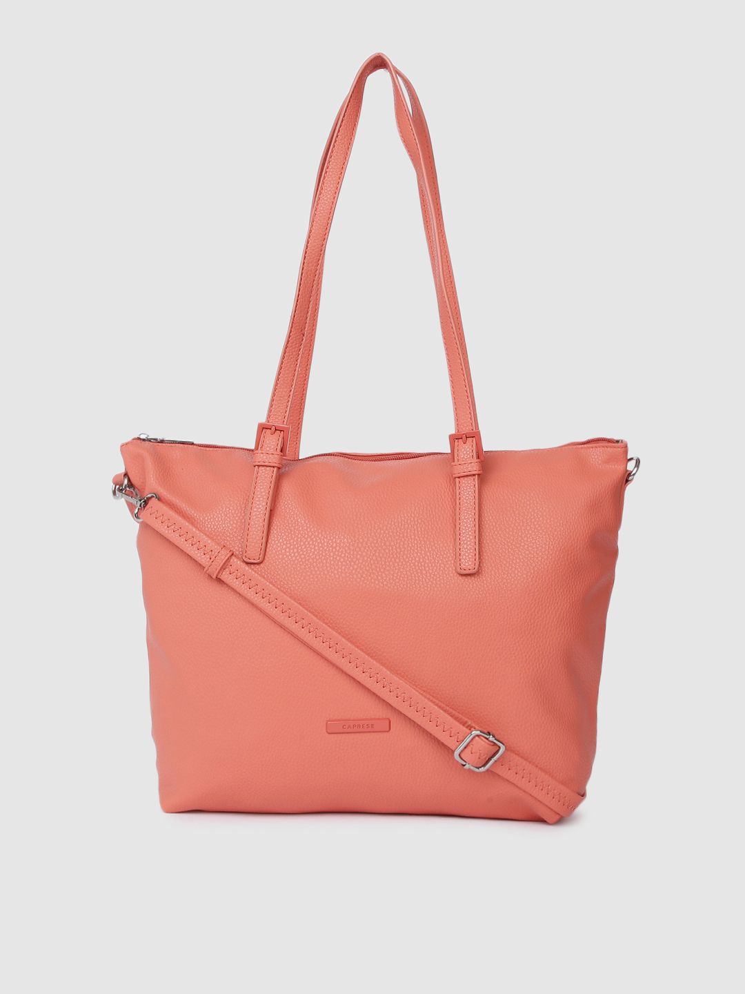 Caprese Coral Textured Leather Structured Shoulder Bag Price in India