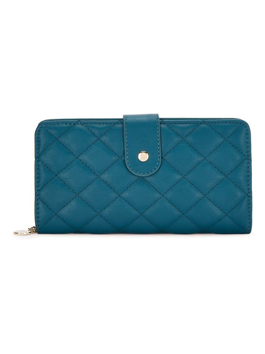 Caprese Women Teal Blue Quilted Two Fold Wallet Price in India