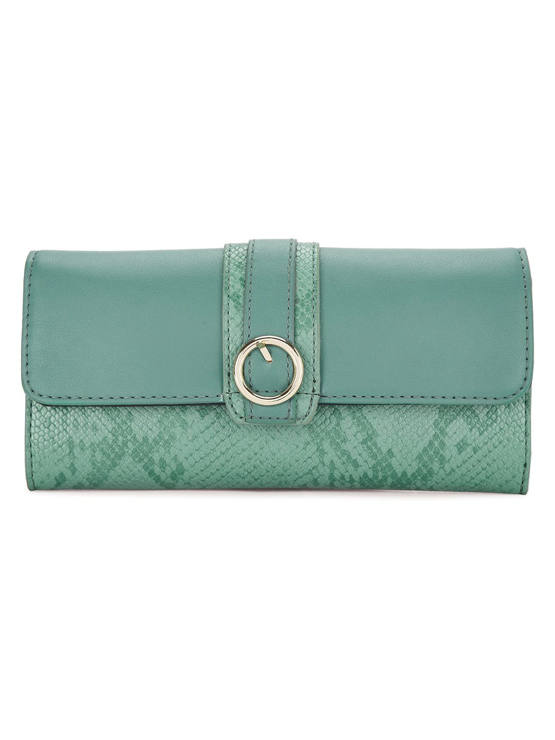 Caprese Women Green Snakeskin Textured Three Fold Wallet Price in India