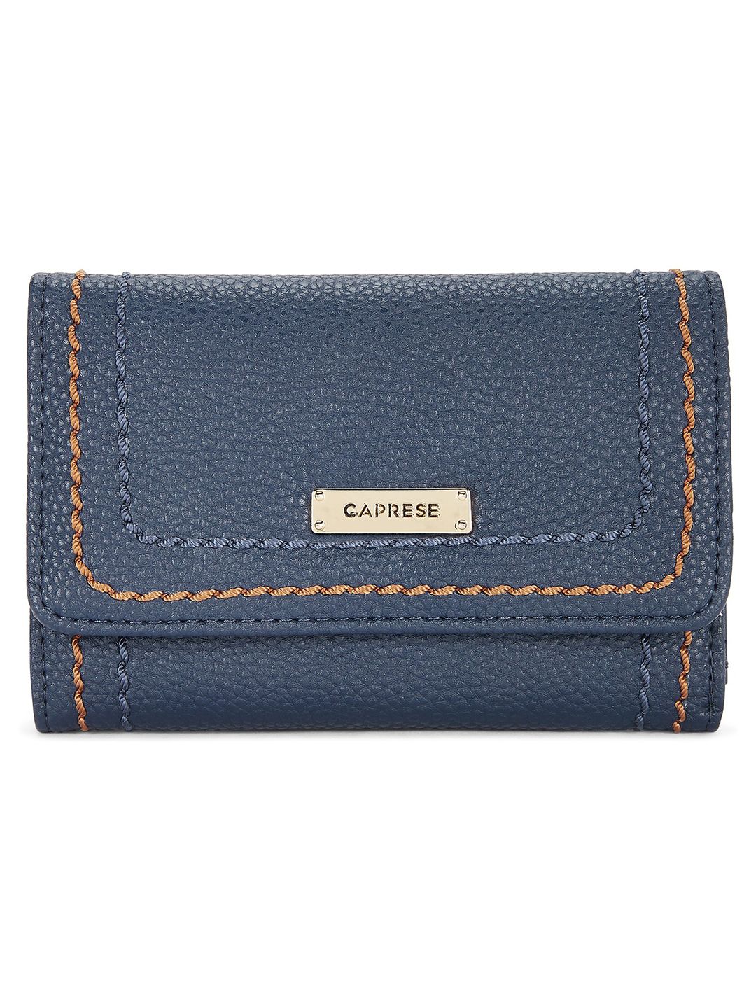 Caprese Women Navy Blue Solid Two Fold Wallet Price in India