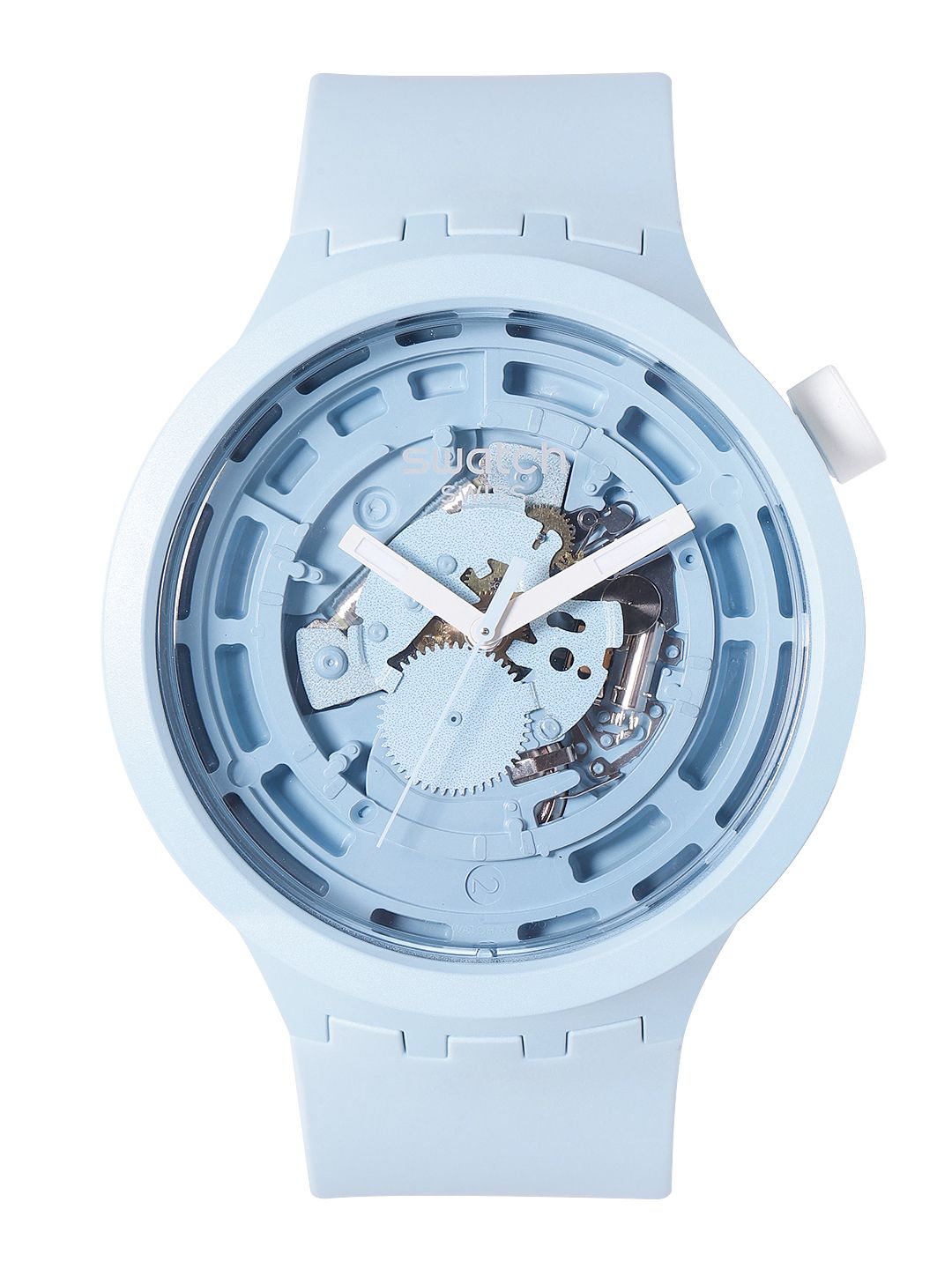 Swatch Unisex Blue Boost Swiss Made Skeleton Dial Water Resistant Analogue Watch SB03N100 Price in India