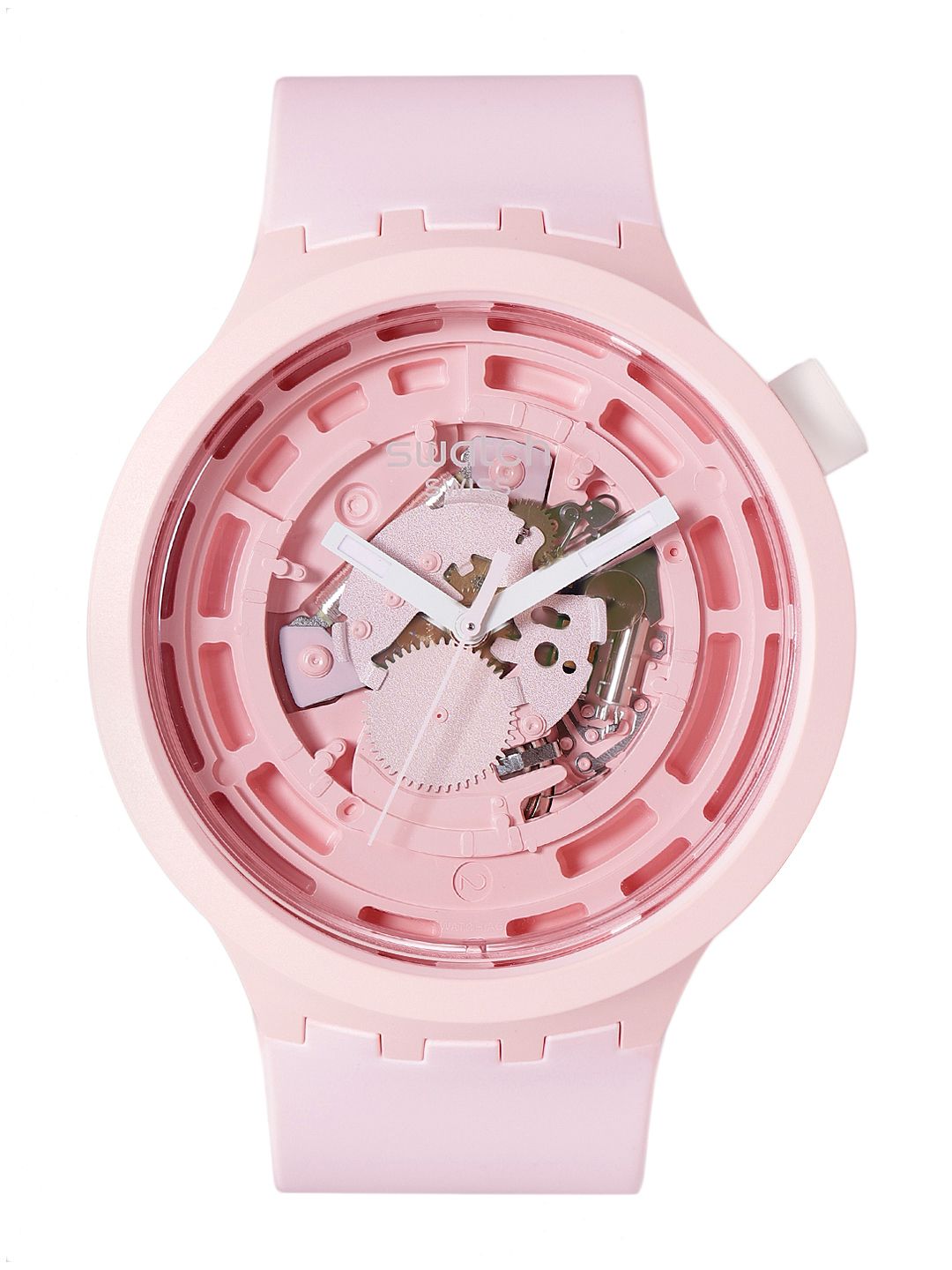 Swatch Unisex Pink Boost Swiss Made Skeleton Dial Water Resistant Analogue Watch SB03P100 Price in India