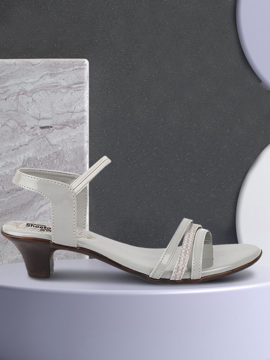 Shoetopia Women Grey Embellished Block Heels Price in India