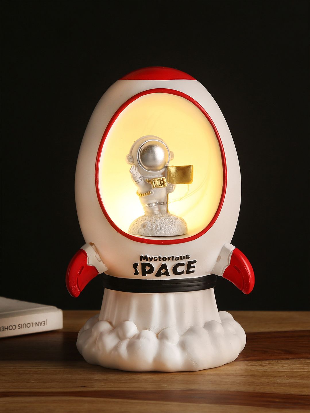 Bigsmall White & Red Textured Quirky Table Lamp Price in India
