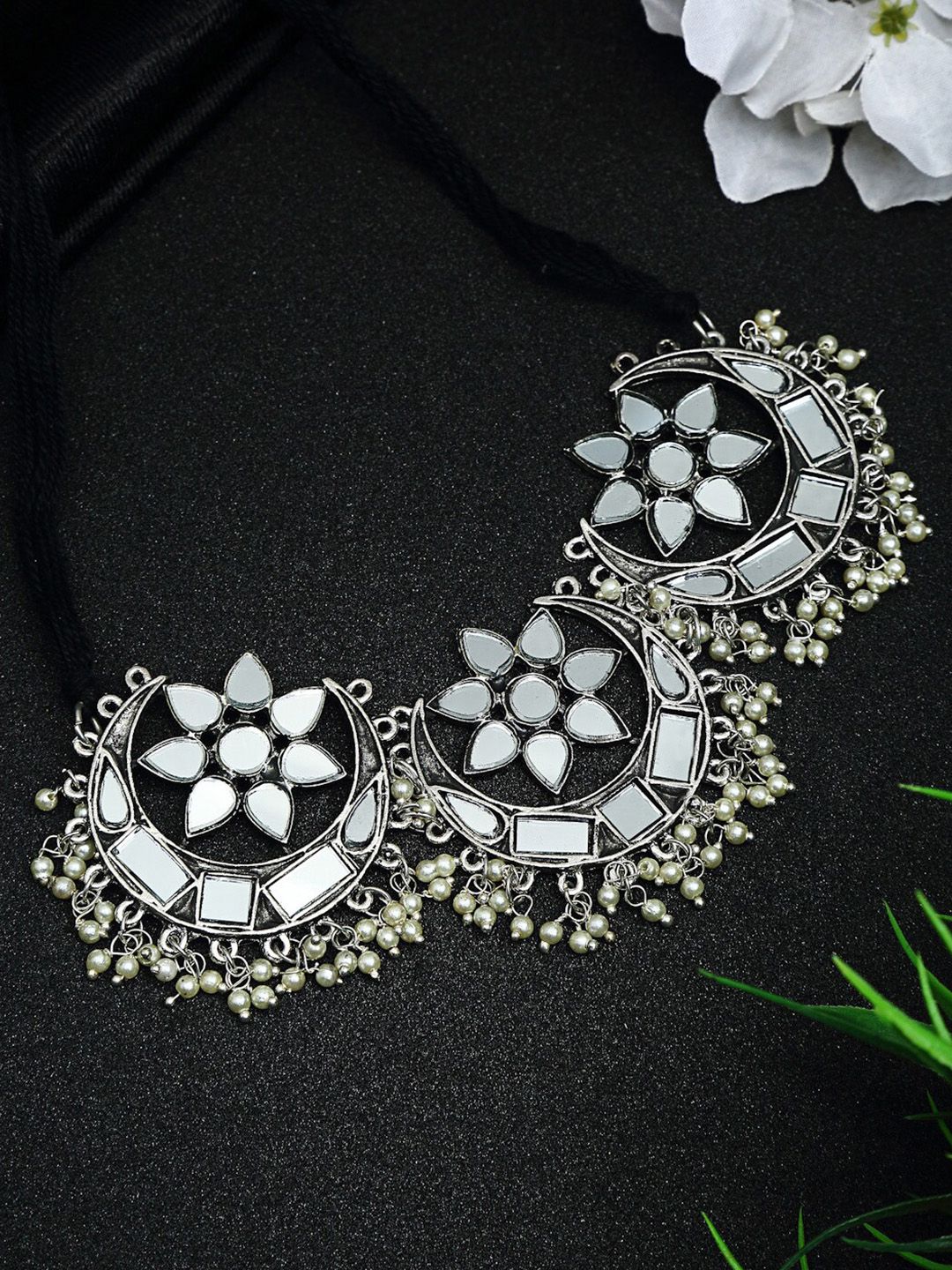 Moedbuille Silver-Plated Mirror Necklace Price in India