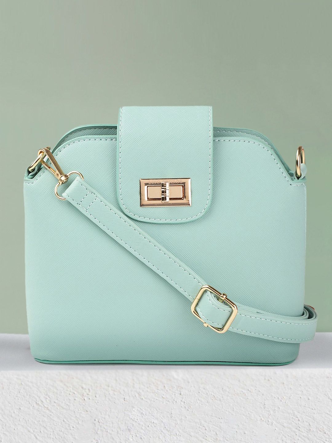 Lino Perros Women Sea Green Solid Sling Bag Price in India