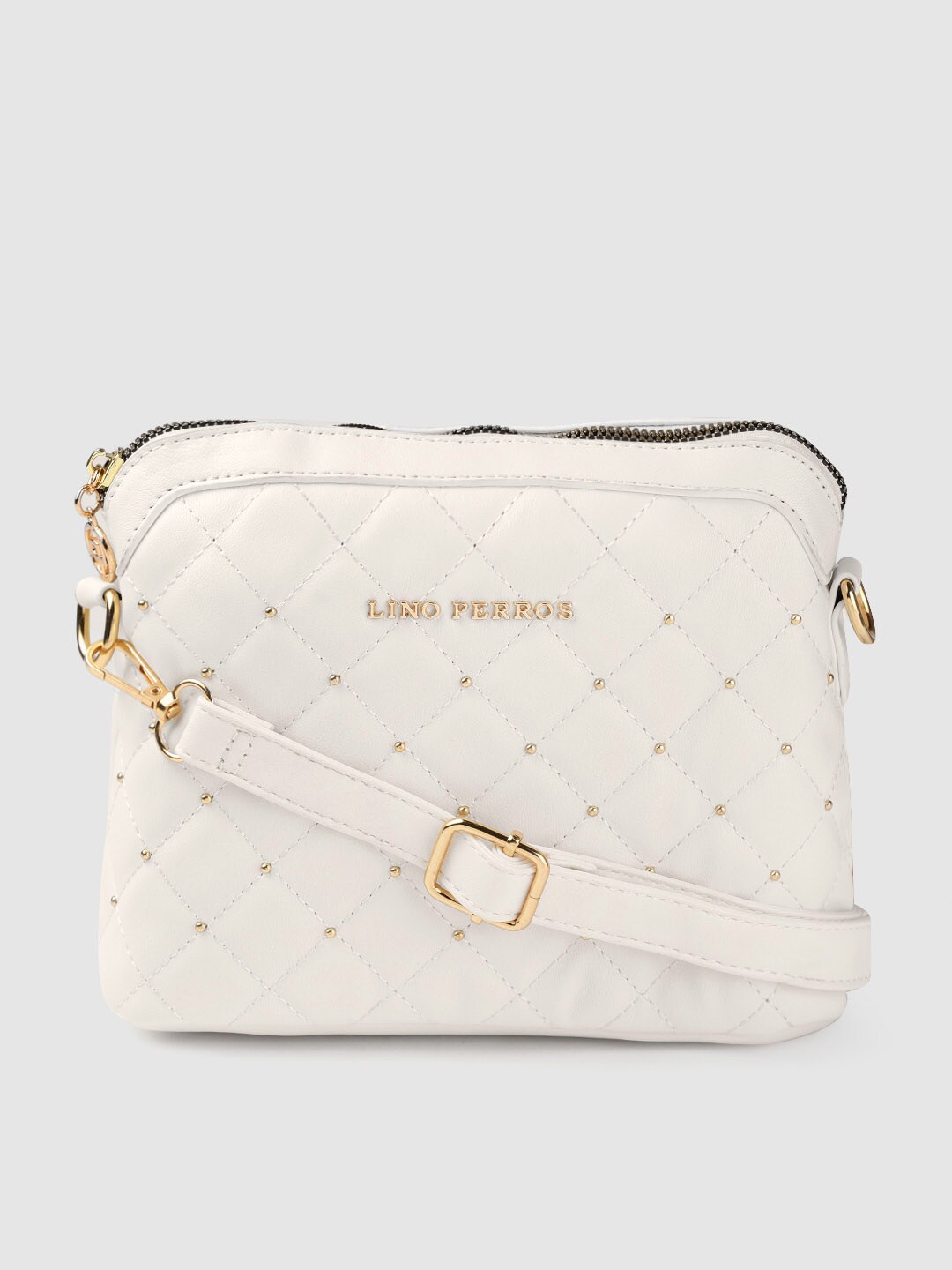 Lino Perros Women White Quilted Sling Bag Price in India