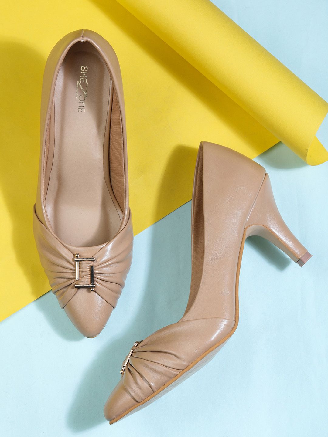 Shezone Shezone Women Beige Solid Pumps
