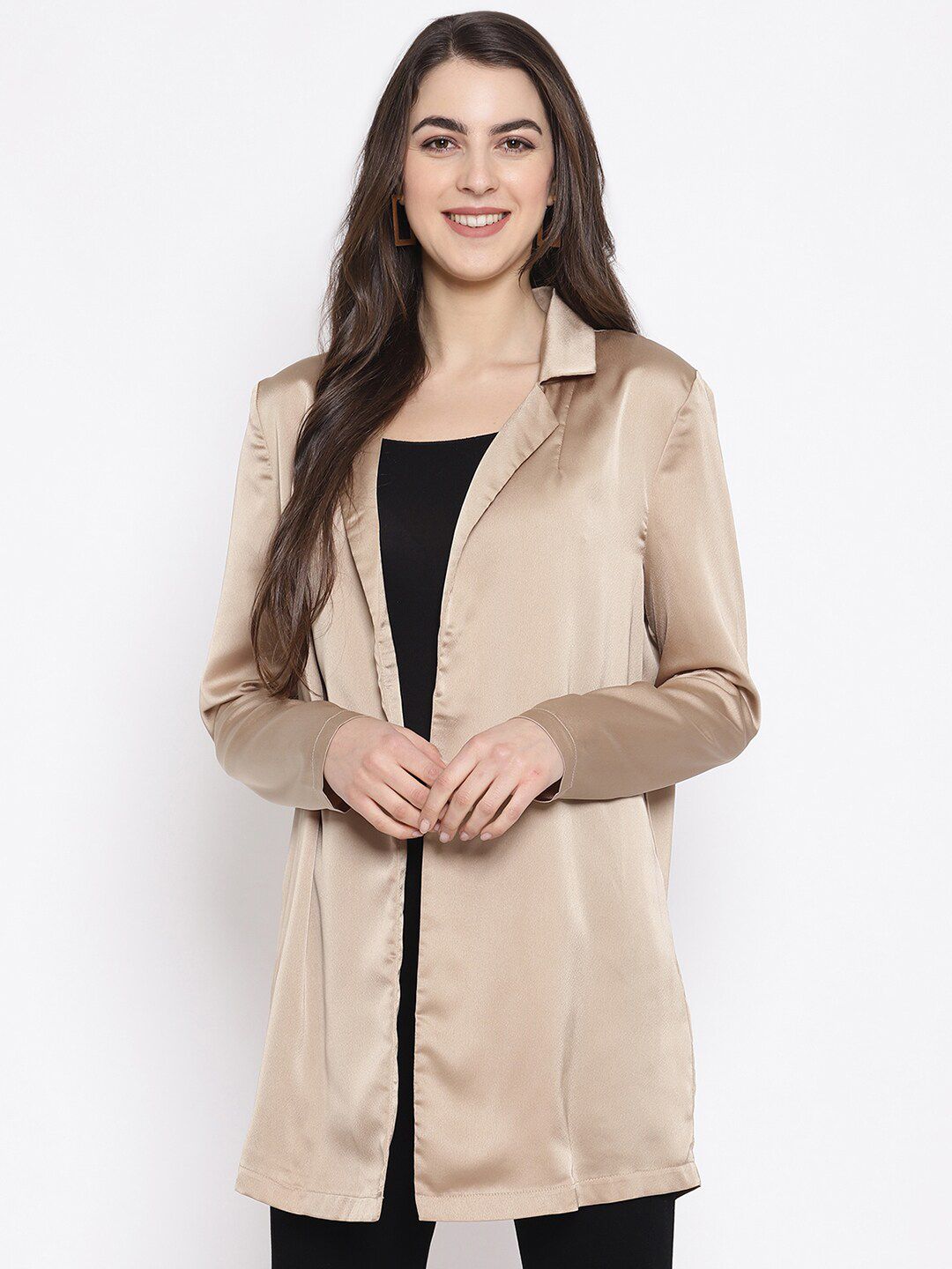 iki chic Women Beige Solid Open Front Shrug Price in India