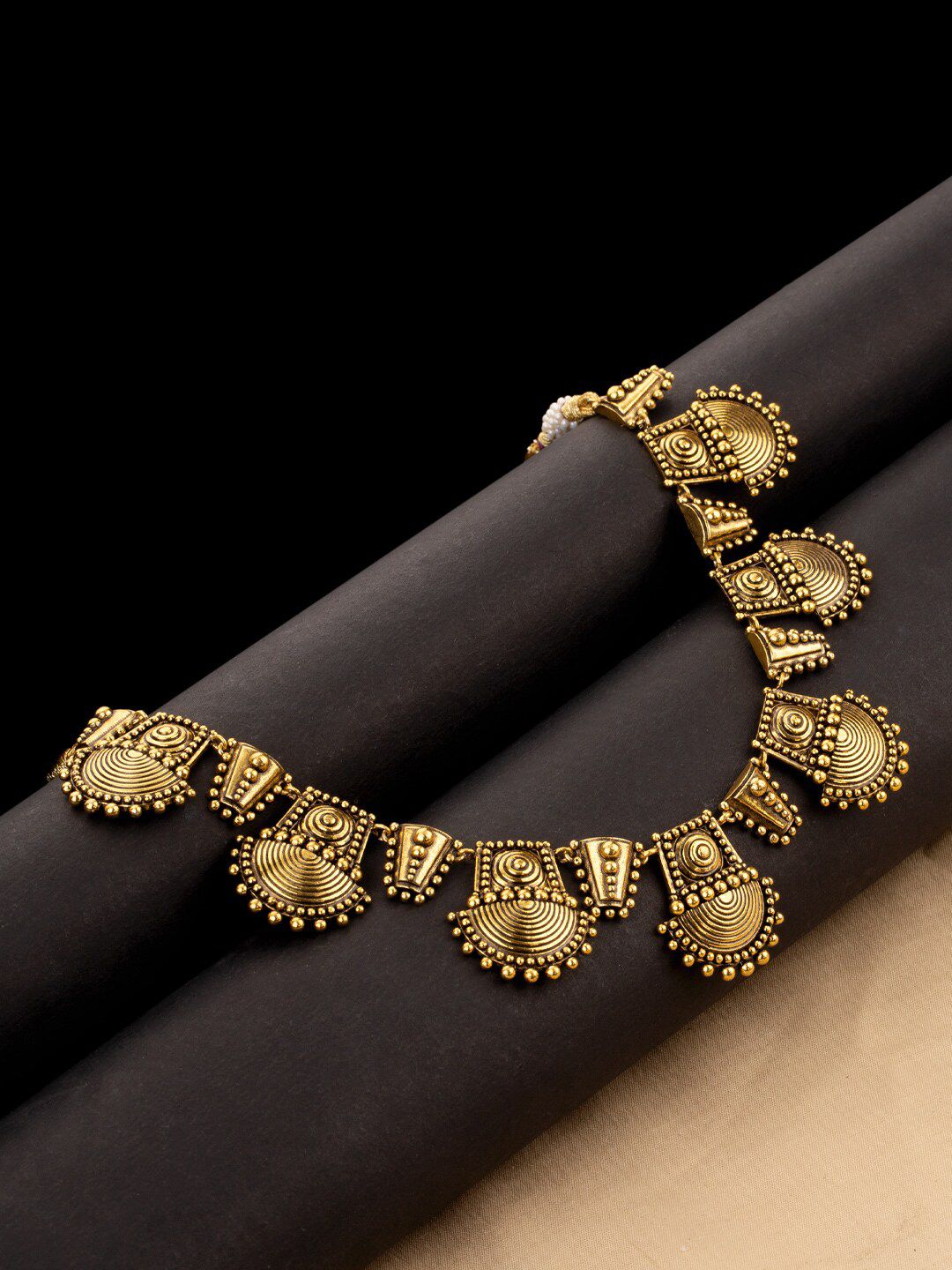 Studio Voylla Brass Gold-Plated Oxidised Necklace Price in India
