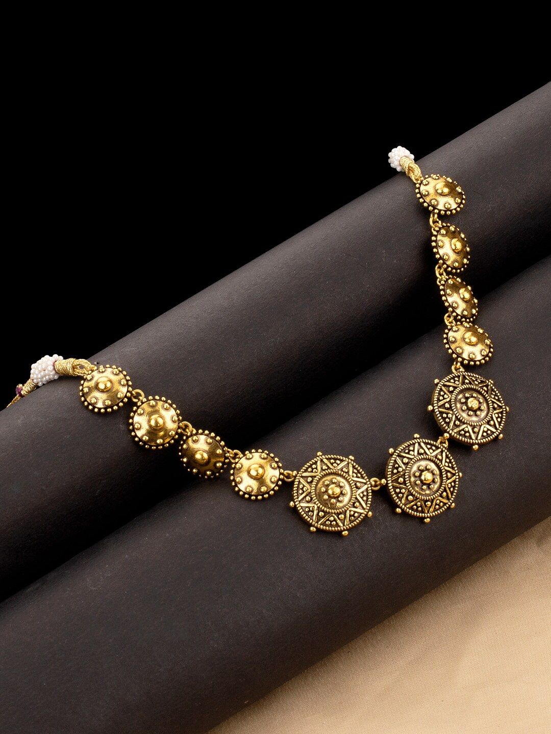 Studio Voylla Gold-Toned Brass Gold-Plated Oxidised Necklace Price in India
