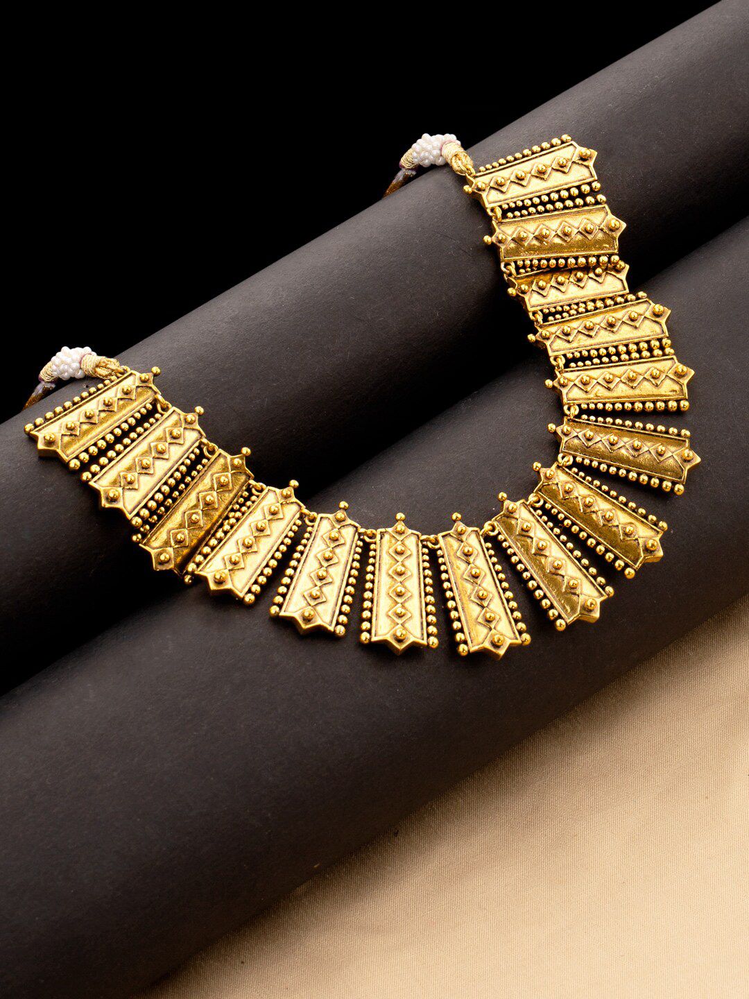 Studio Voylla Gold-Toned Brass Gold-Plated Antique Necklace Price in India