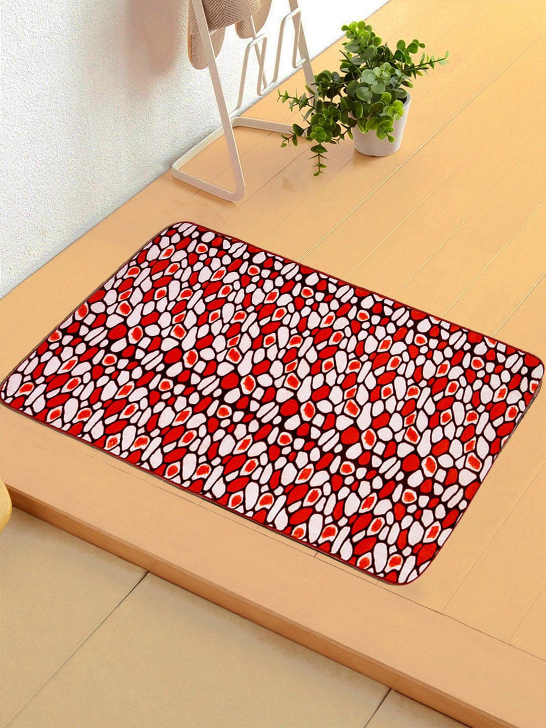 Status Red & White Printed Anti-Skid Doormat Price in India