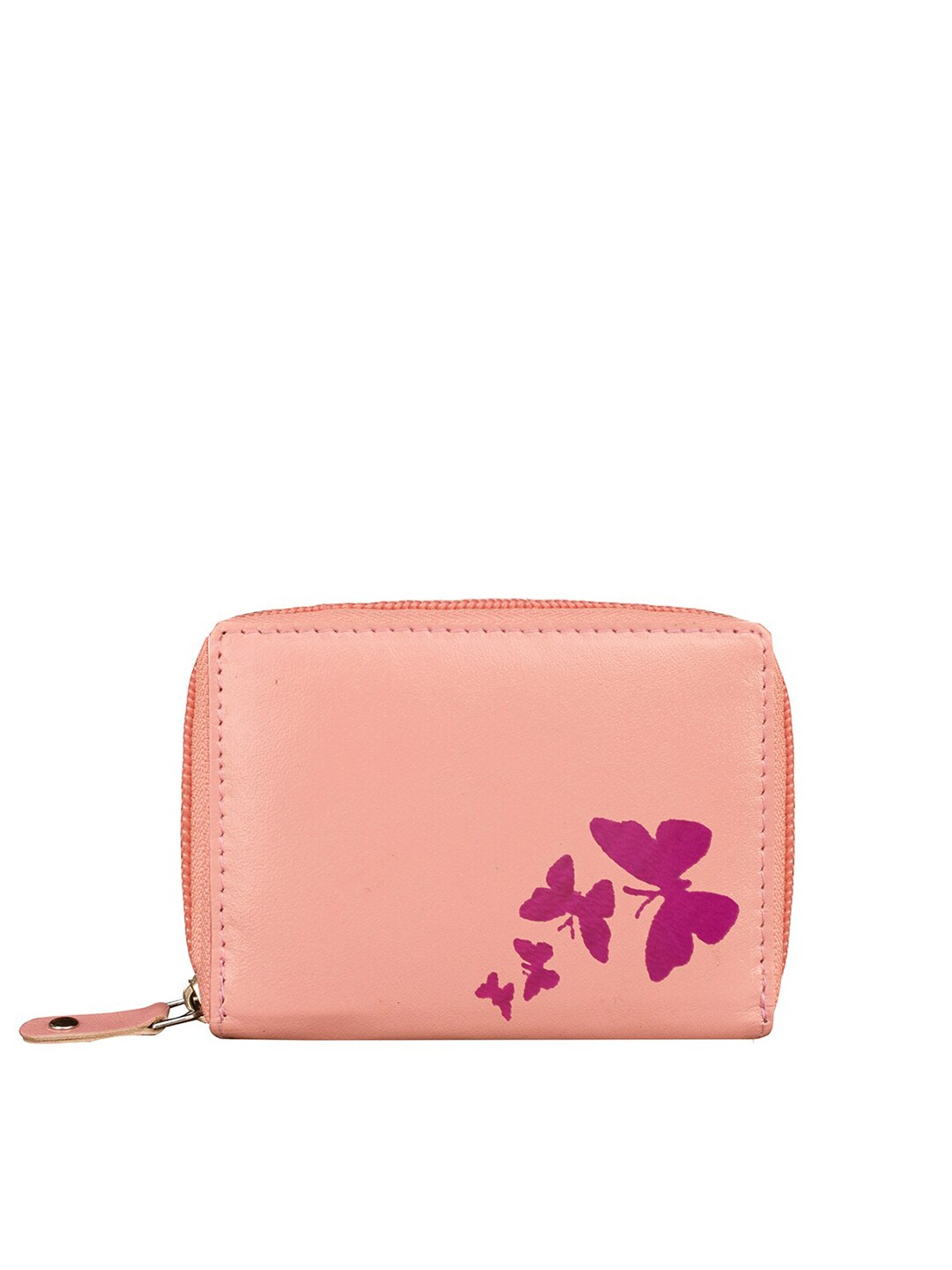 ABYS Unisex Pink Solid Leather Card Holder Price in India