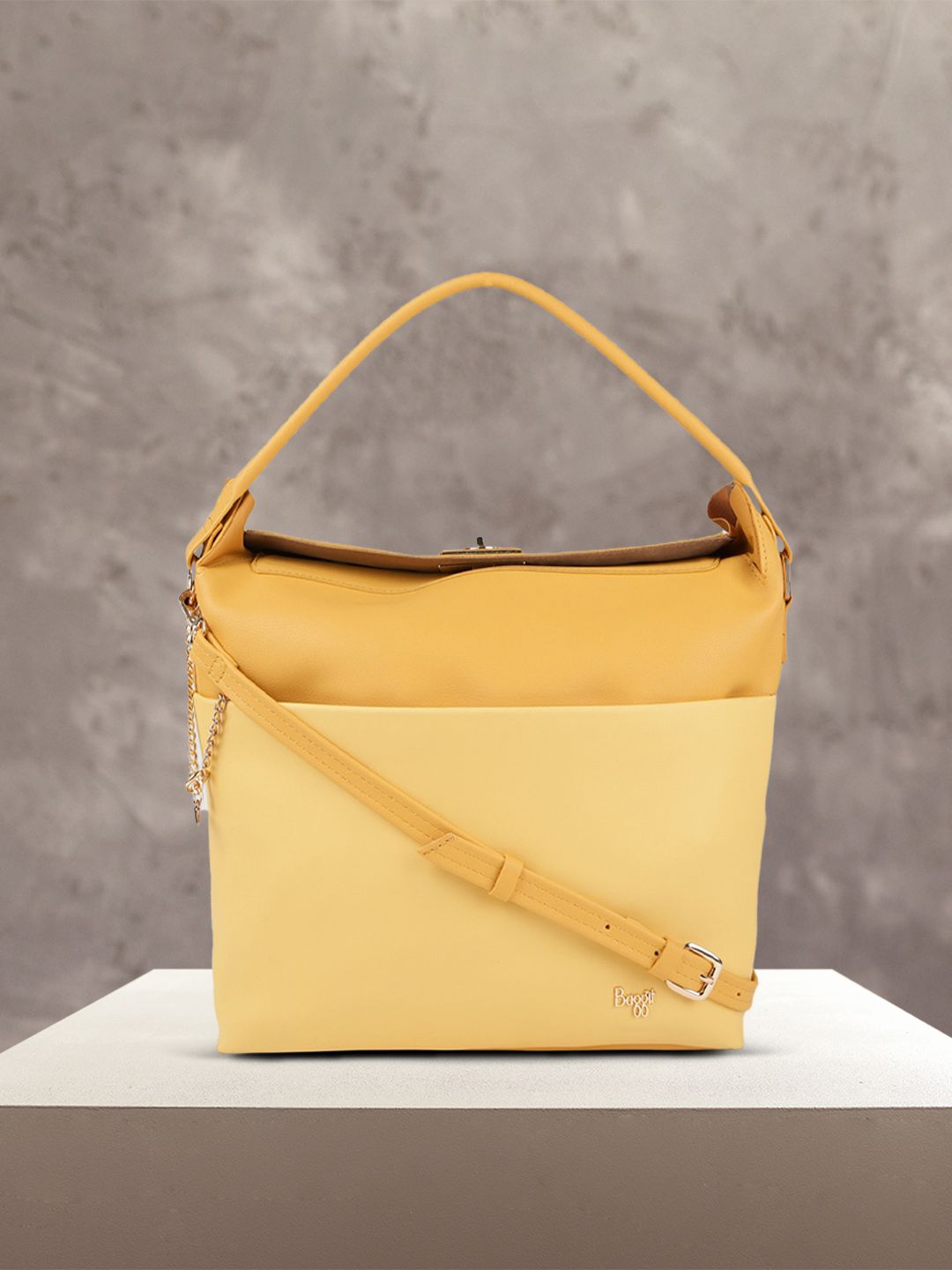 Baggit Yellow Solid Hobo Bag Price in India
