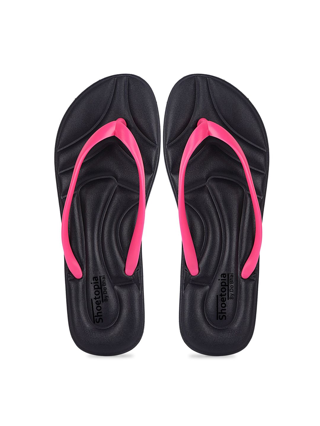 Shoetopia Women Pink Printed Rubber Thong Flip-Flops Price in India