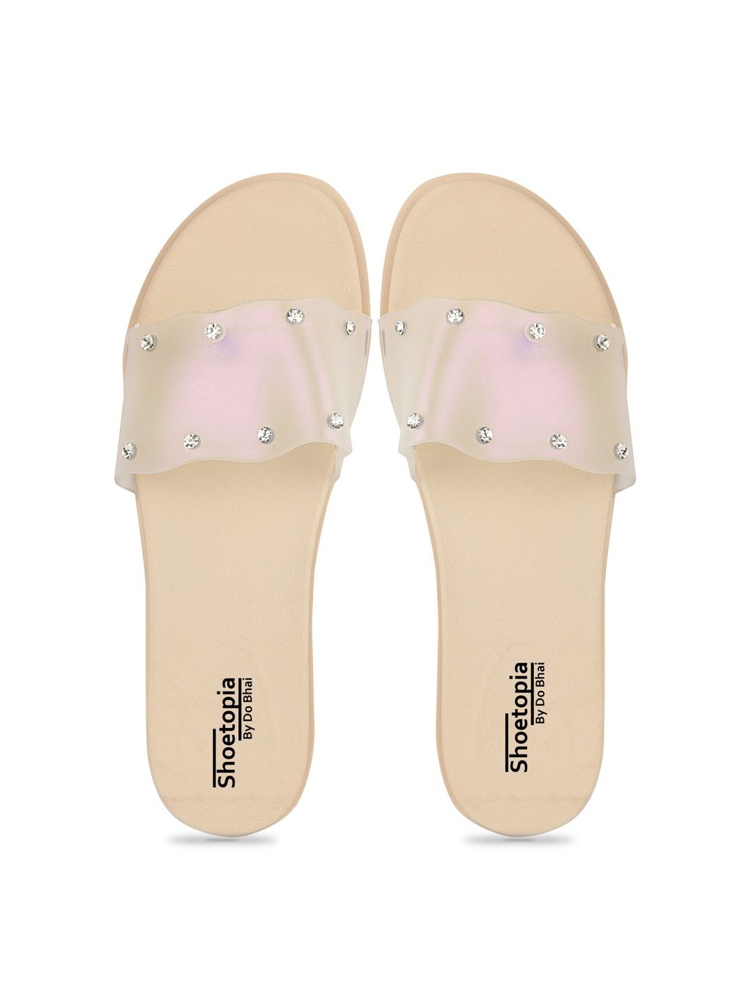 Shoetopia Women Transparent Embellished Sliders Price in India