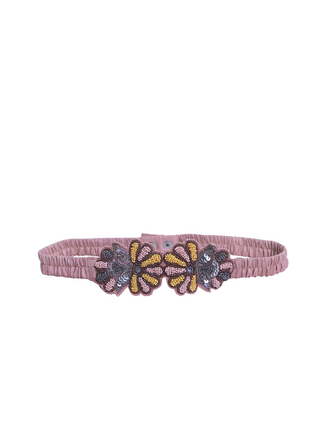 Diwaah Women Pink & Beige Woven Design Belt Price in India