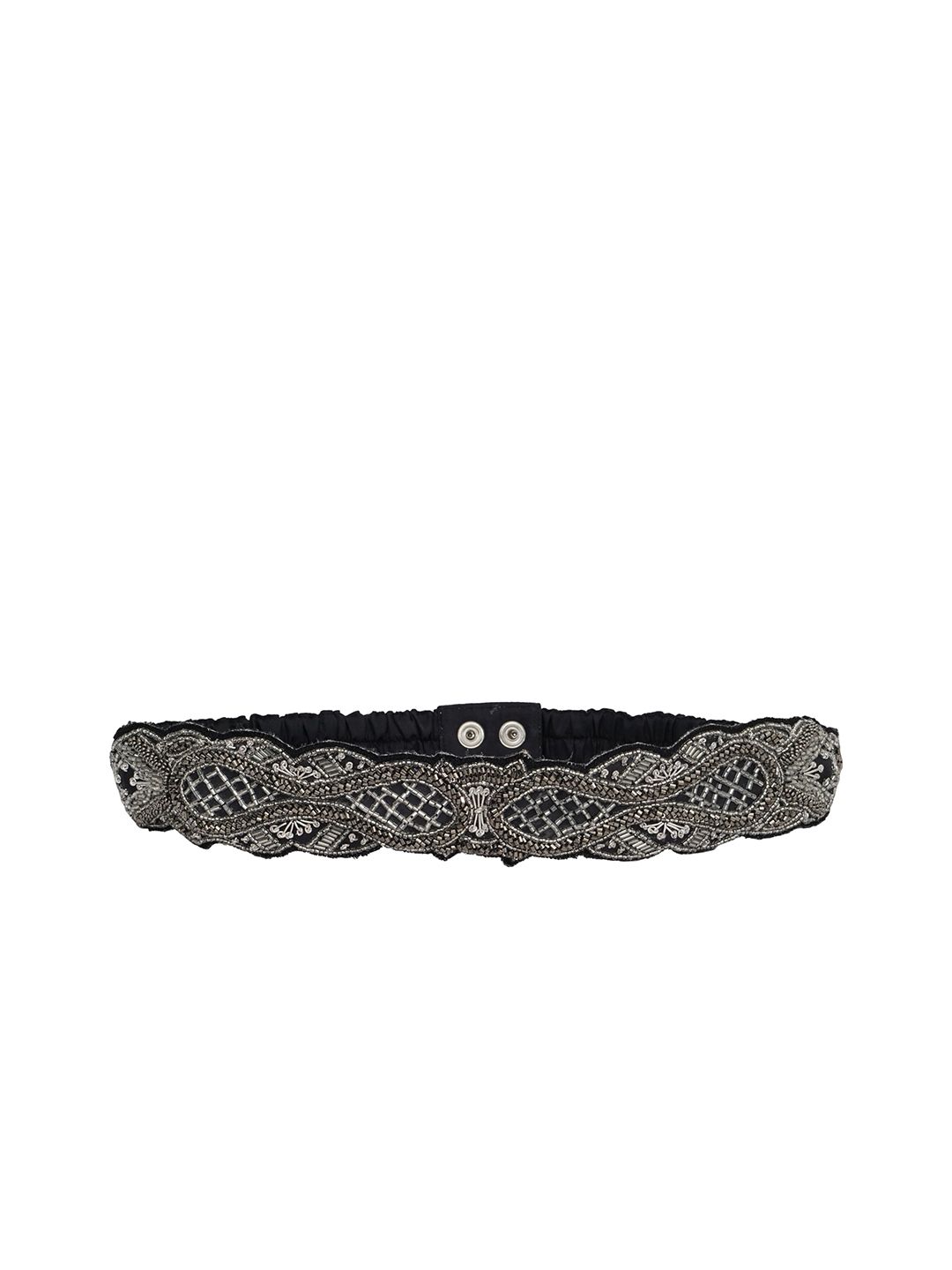 Diwaah Women Black & Silver-Toned Embellished Belt Price in India