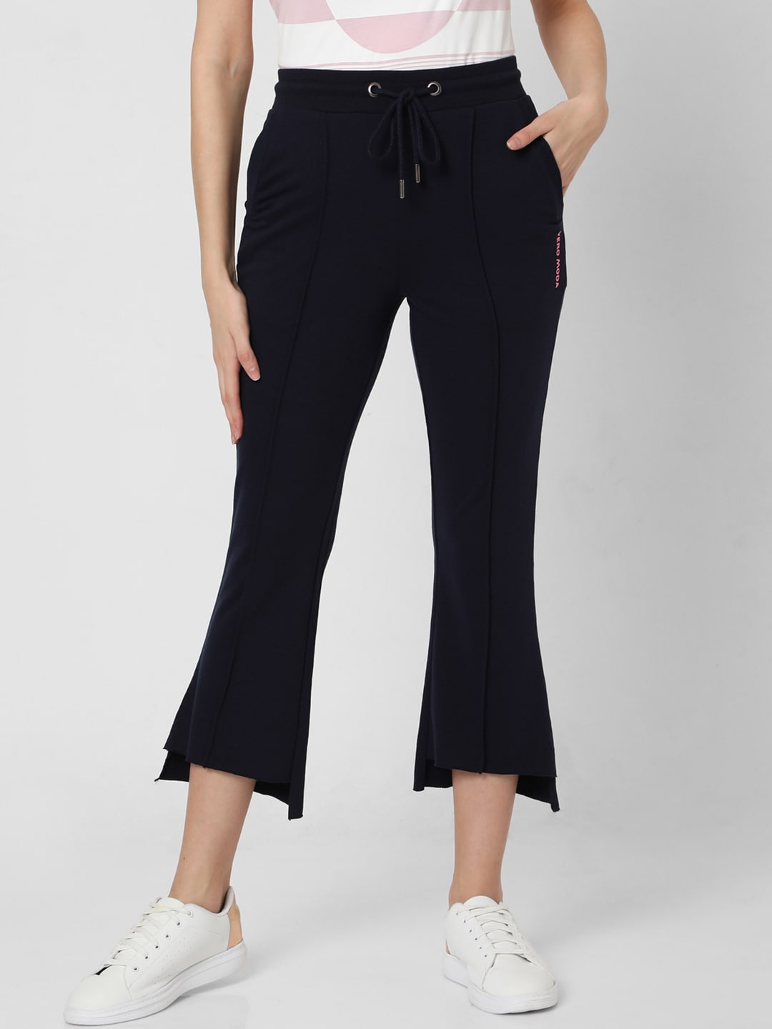 Vero Moda Women Navy Blue Solid Cropped Lounge Pants Price in India