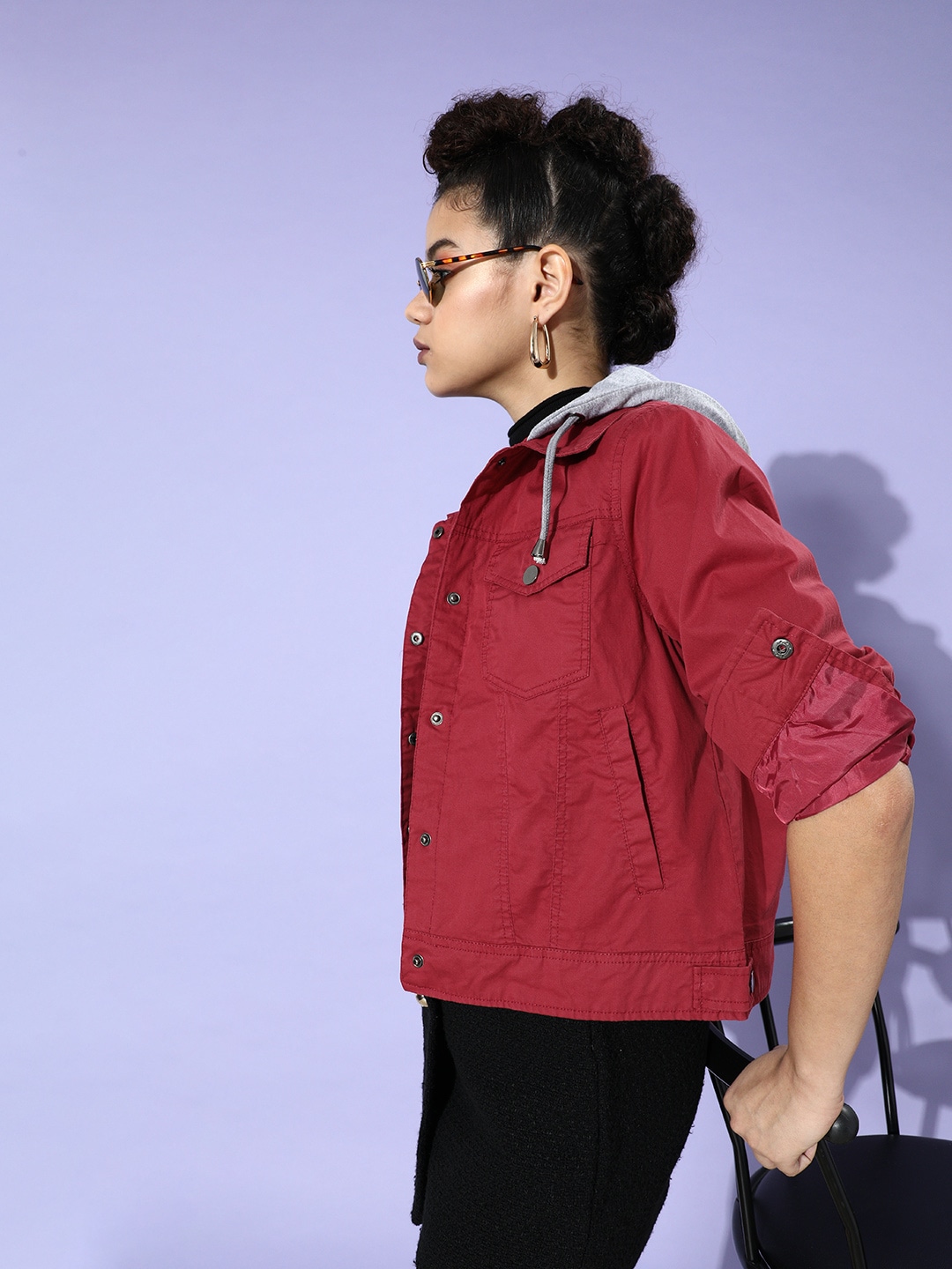 DressBerry Women Gorgeous Red Solid Bomber Jacket Price in India
