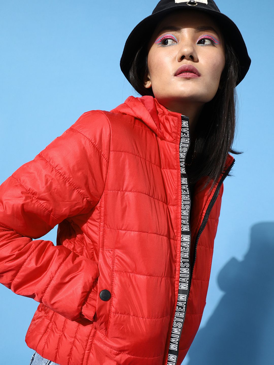 DressBerry Women Gorgeous Red Solid Comfort Quilt Jacket Price in India