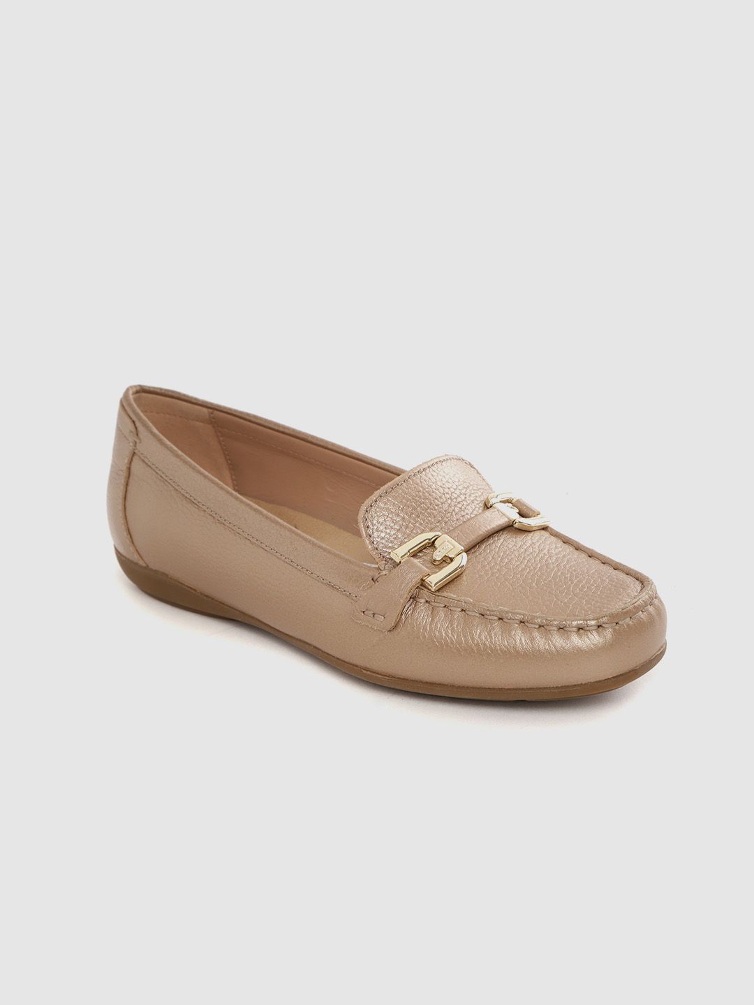 Geox Women Beige Solid Leather Lightweight Loafers Price in India