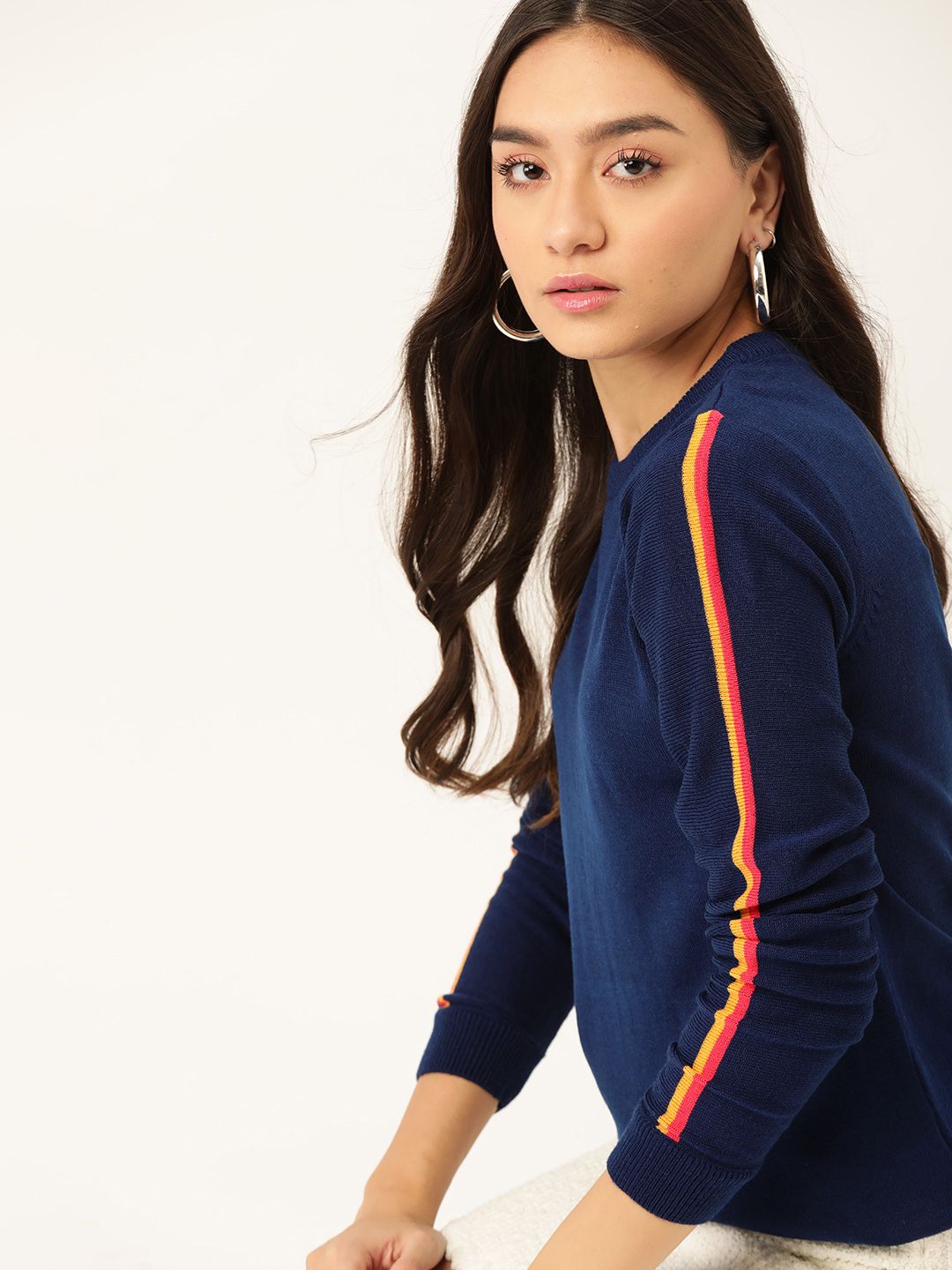 DressBerry Women Navy Blue Pullover Price in India