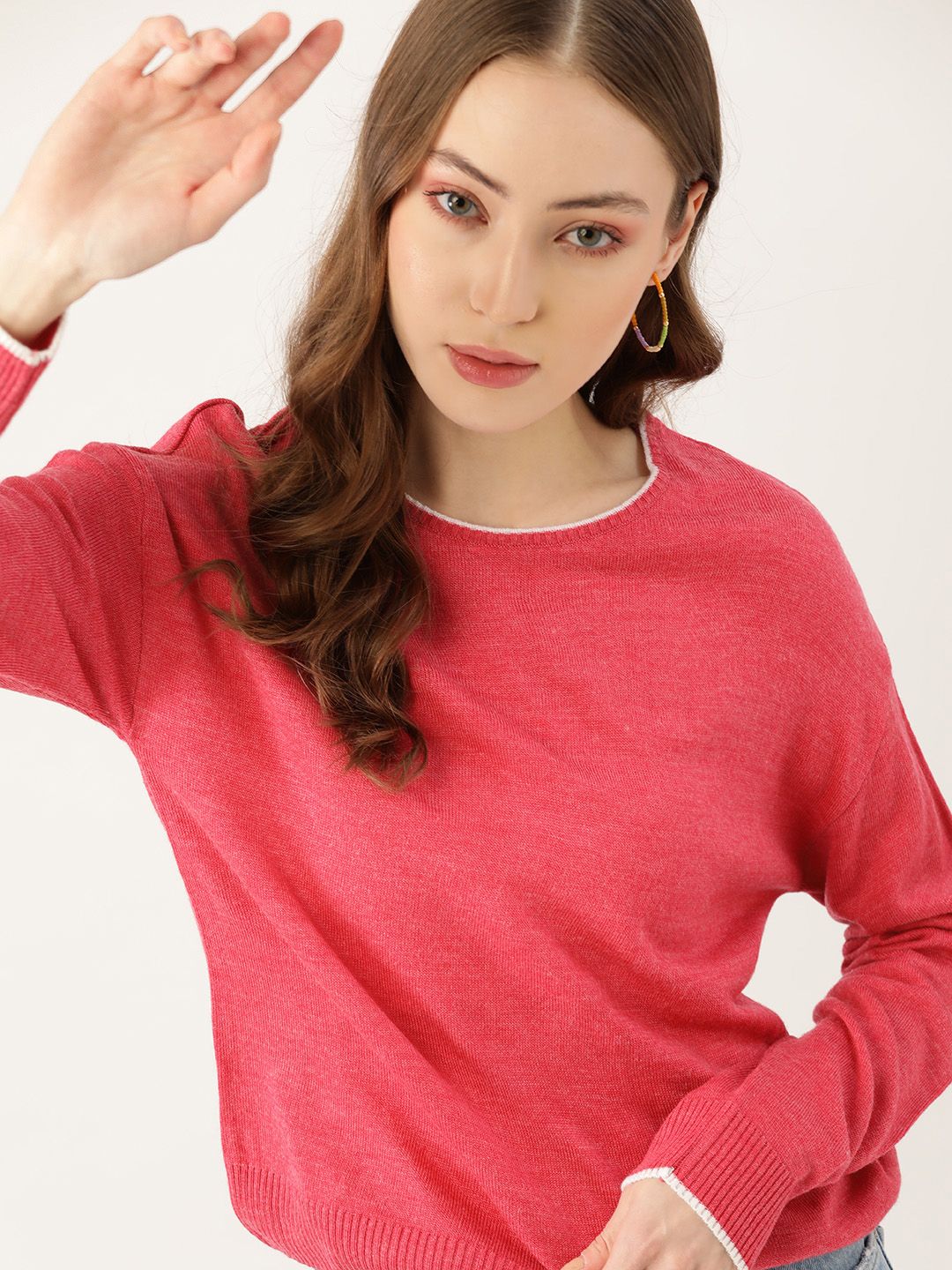DressBerry Women Pink Solid Pullover Price in India