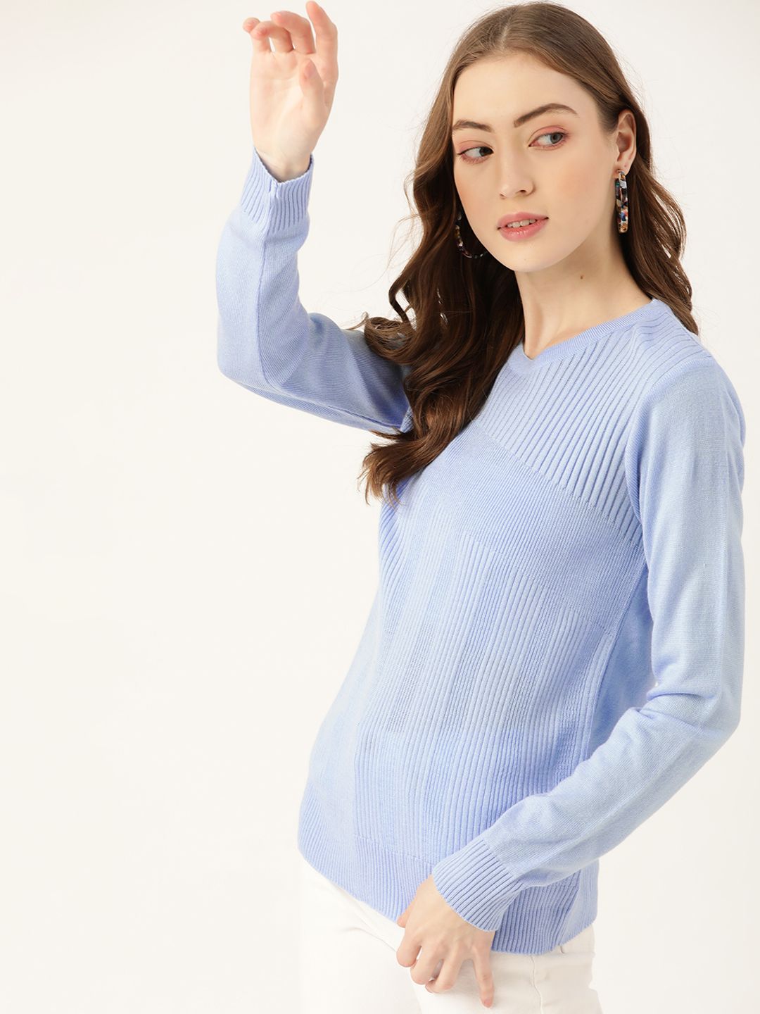 DressBerry Women Blue Striped Pullover Price in India