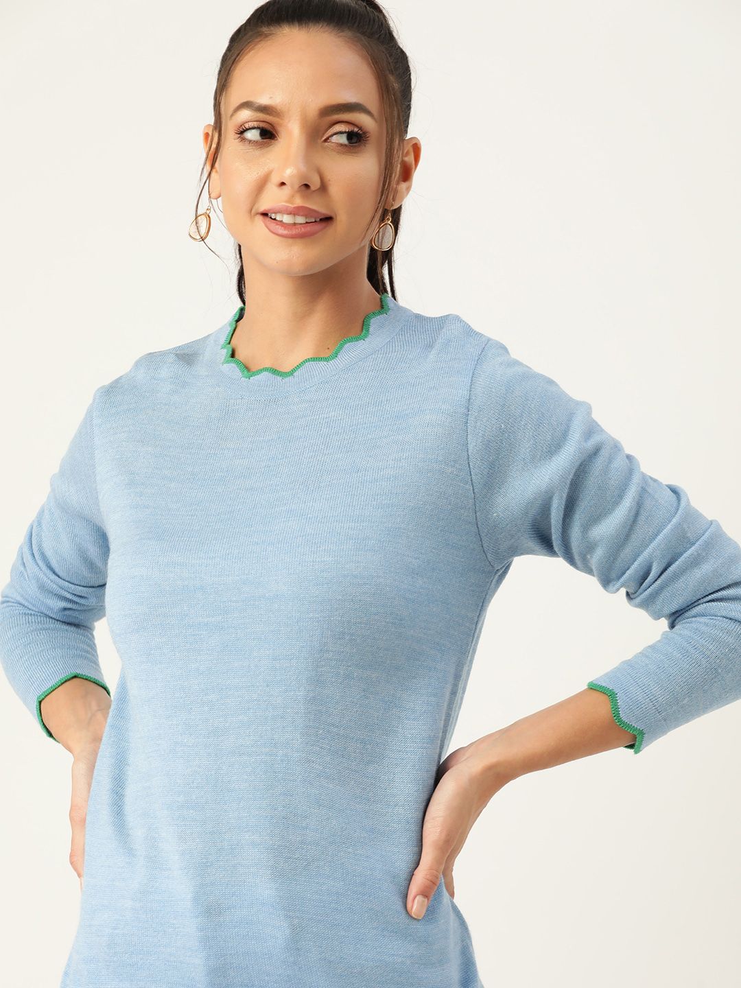 DressBerry Women Blue Solid Pullover Price in India