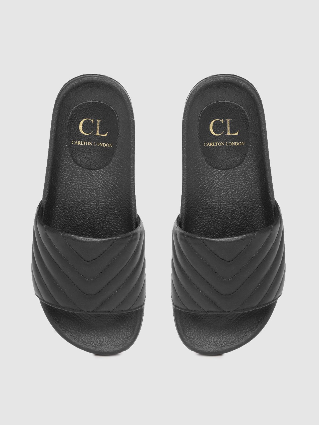 Carlton London Women Black Quilted Sliders Price in India