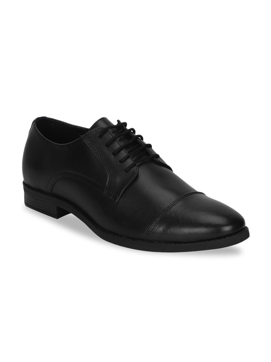 Aditi Wasan Men Black Solid Genuine Leather Formal Derbys