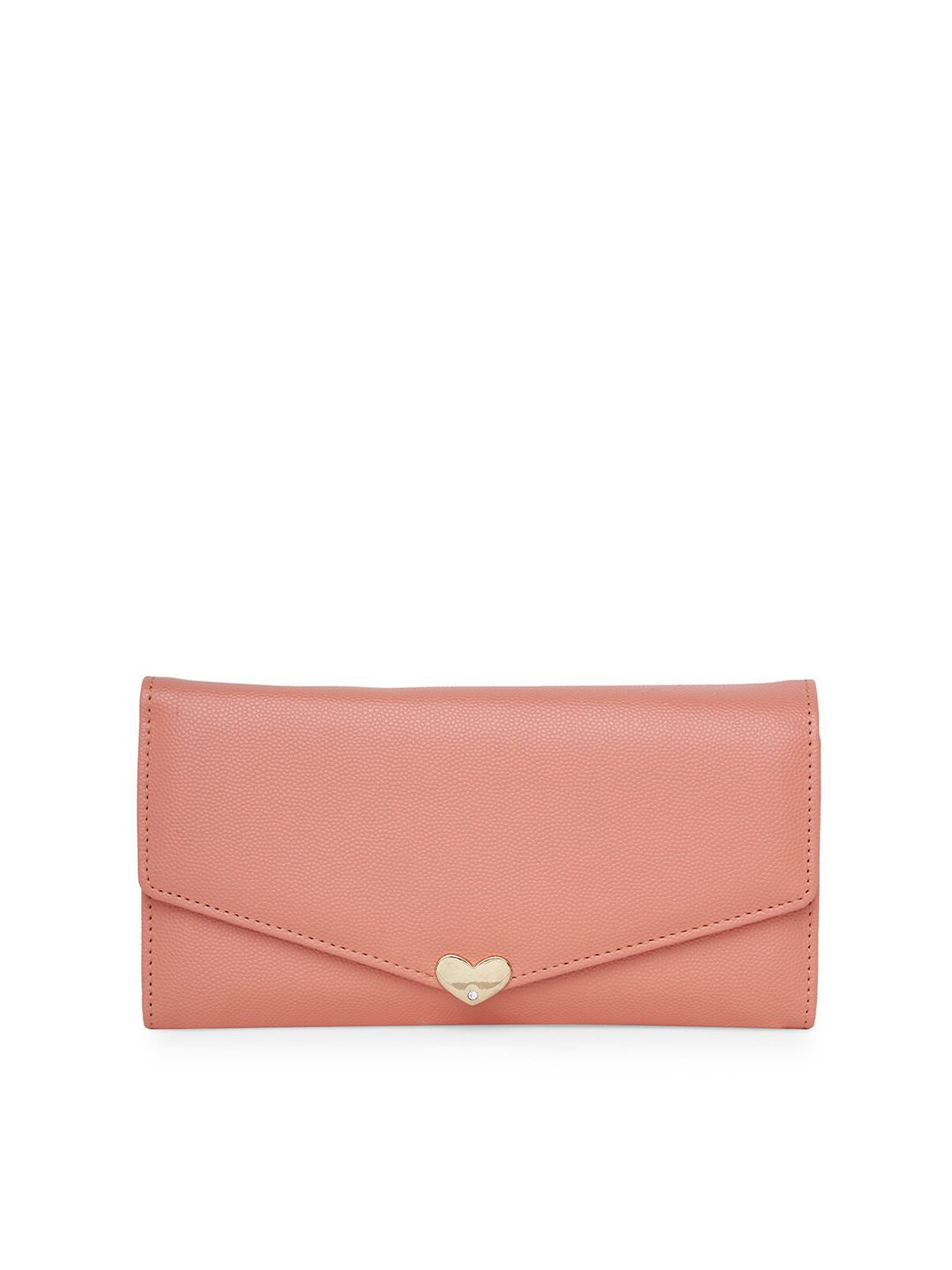 CERIZ Women Peach-Coloured Solid Envelope Wallet Price in India