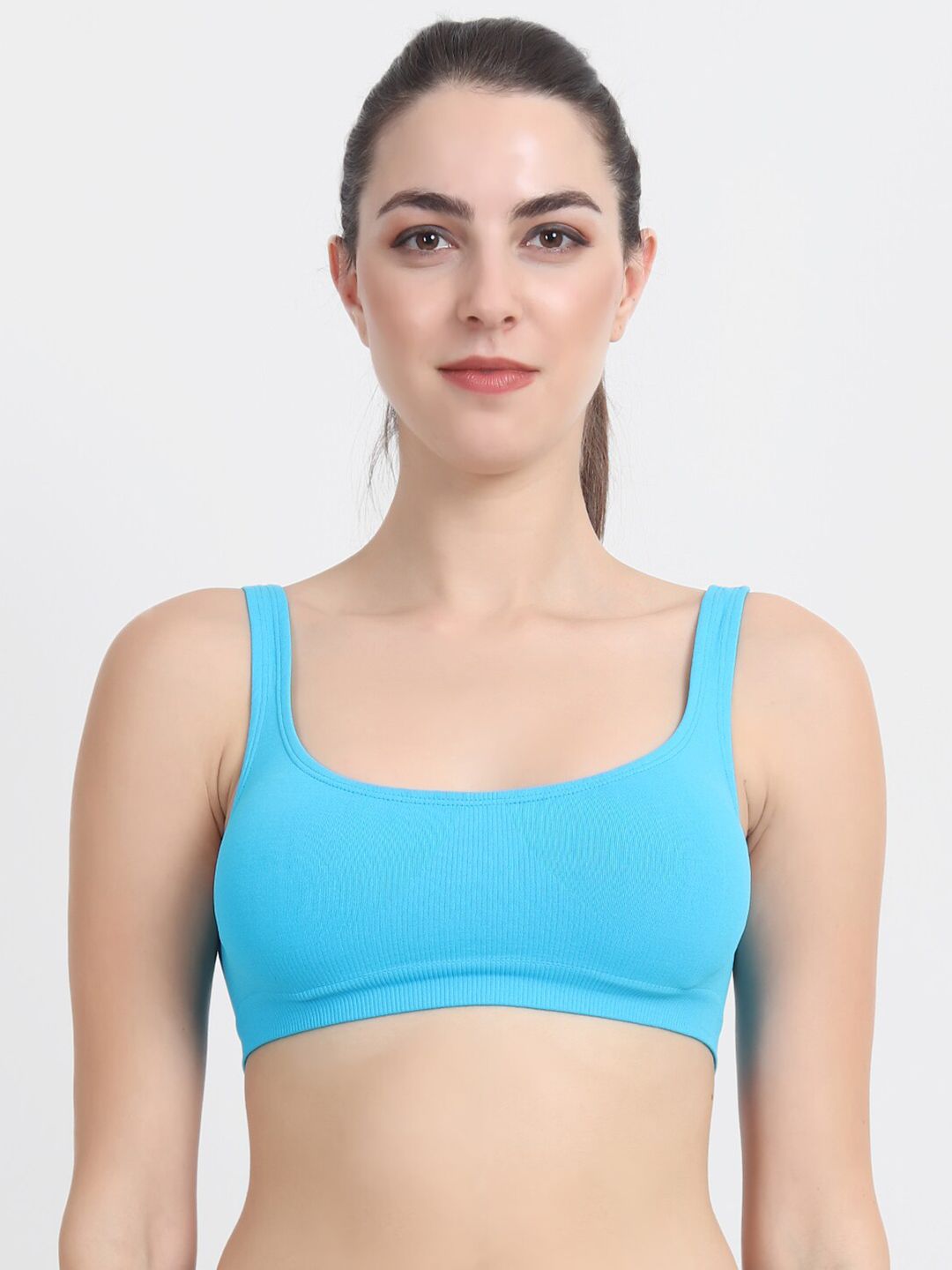 Beau Design Blue Solid Non-Wired Non Padded Workout Bra PCBD-SB-LB Price in India