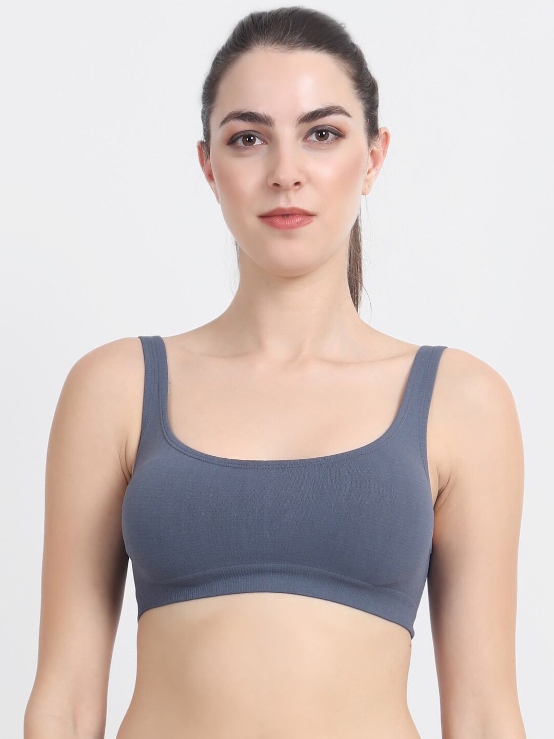 Beau Design Grey Solid Non-Wired Non Padded Workout Bra PCBD-SB-GY-Grey Price in India