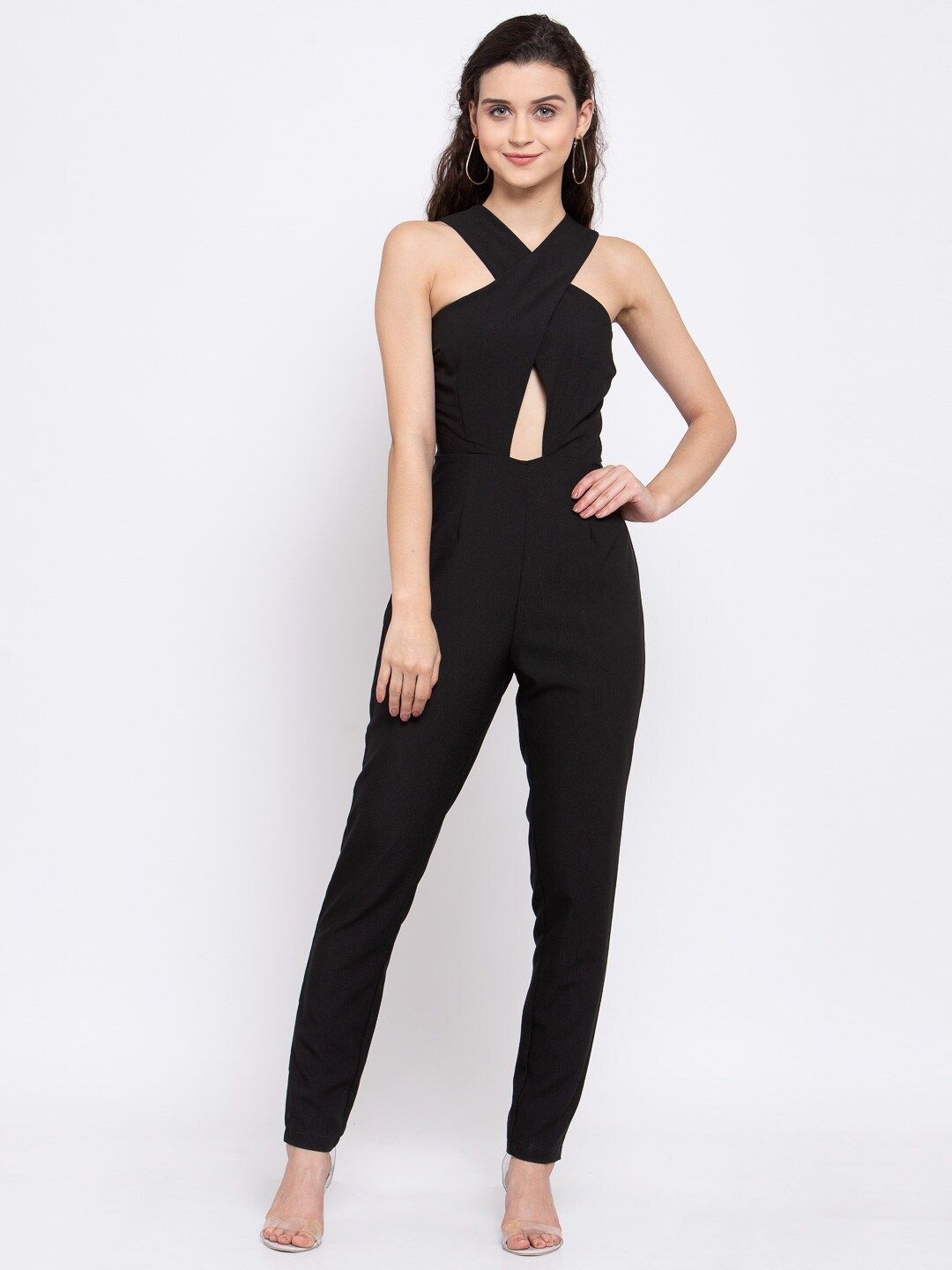 iki chic Women Black Solid Basic Jumpsuit Price in India