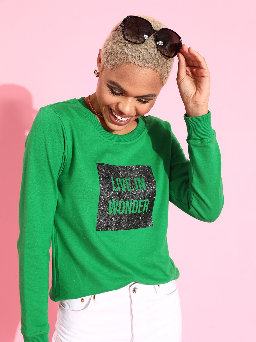 DressBerry Women Gorgeous Green Typography Sweatshirt Price in India