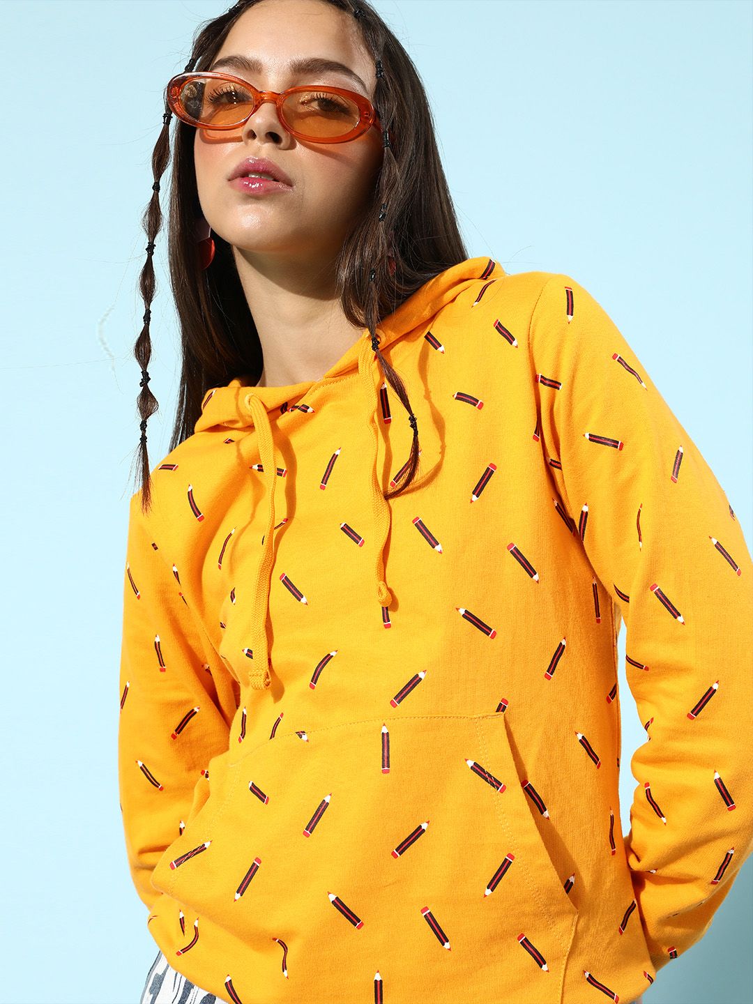 DressBerry Women Bright Yellow Conversational Quirky Outerwear Sweatshirt Price in India