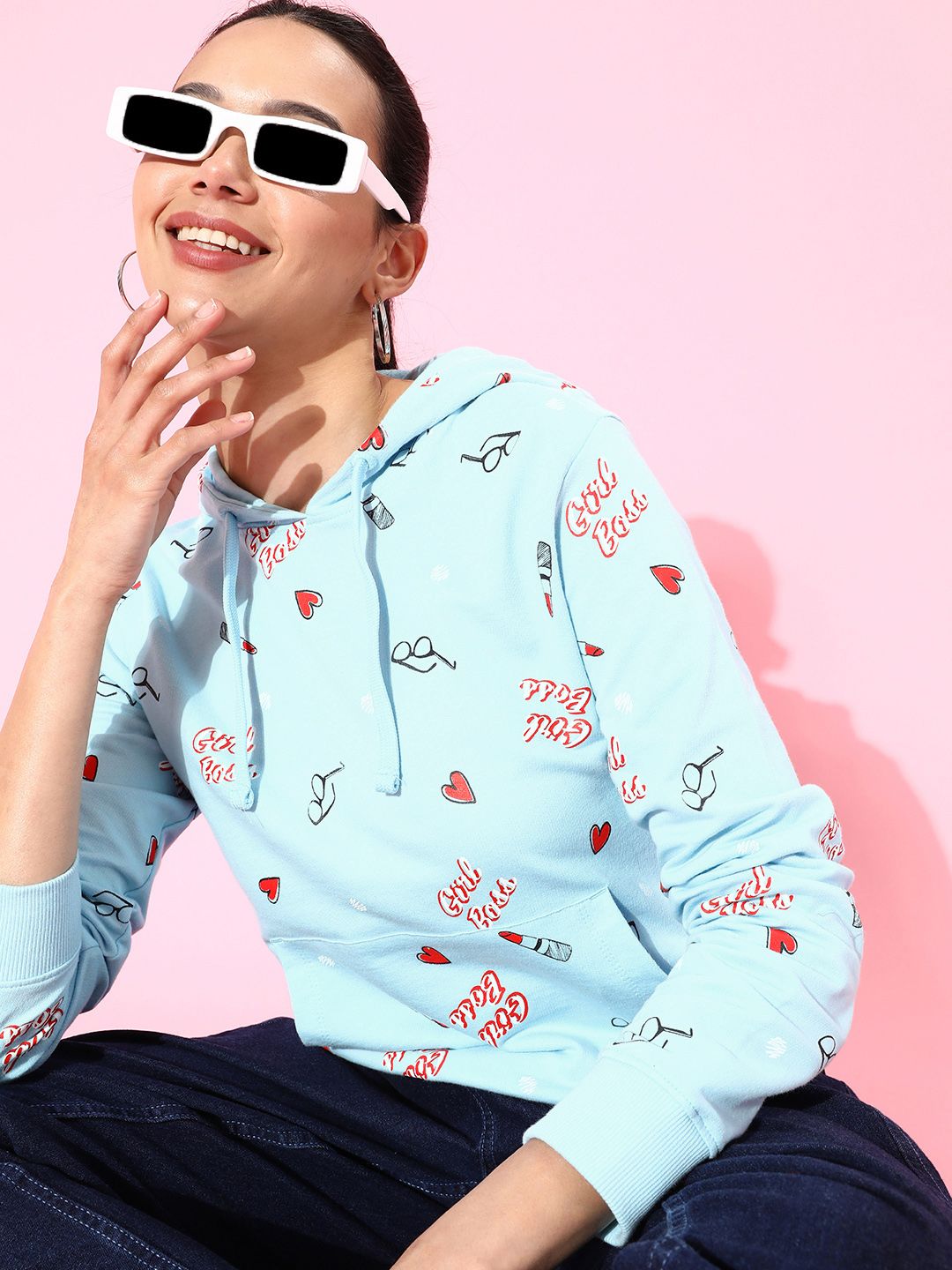 DressBerry Women Stunning Blue Conversational Quirky Outerwear Sweatshirt Price in India