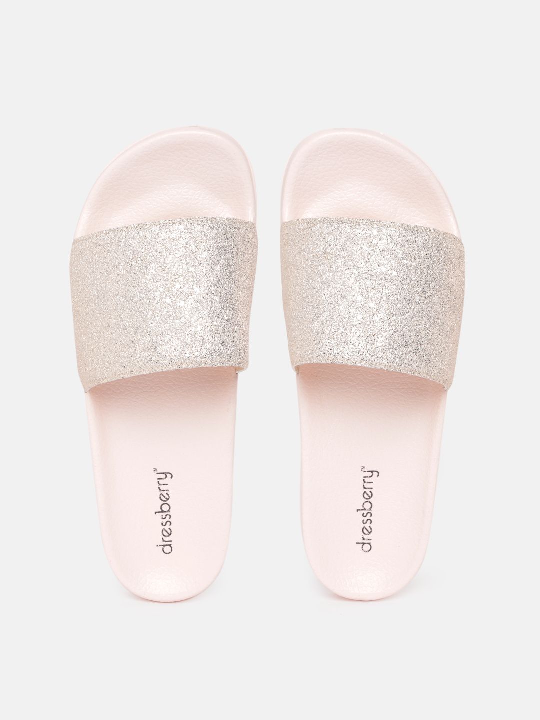 DressBerry Women Rose Gold-Toned Sheen Effect Sliders Price in India
