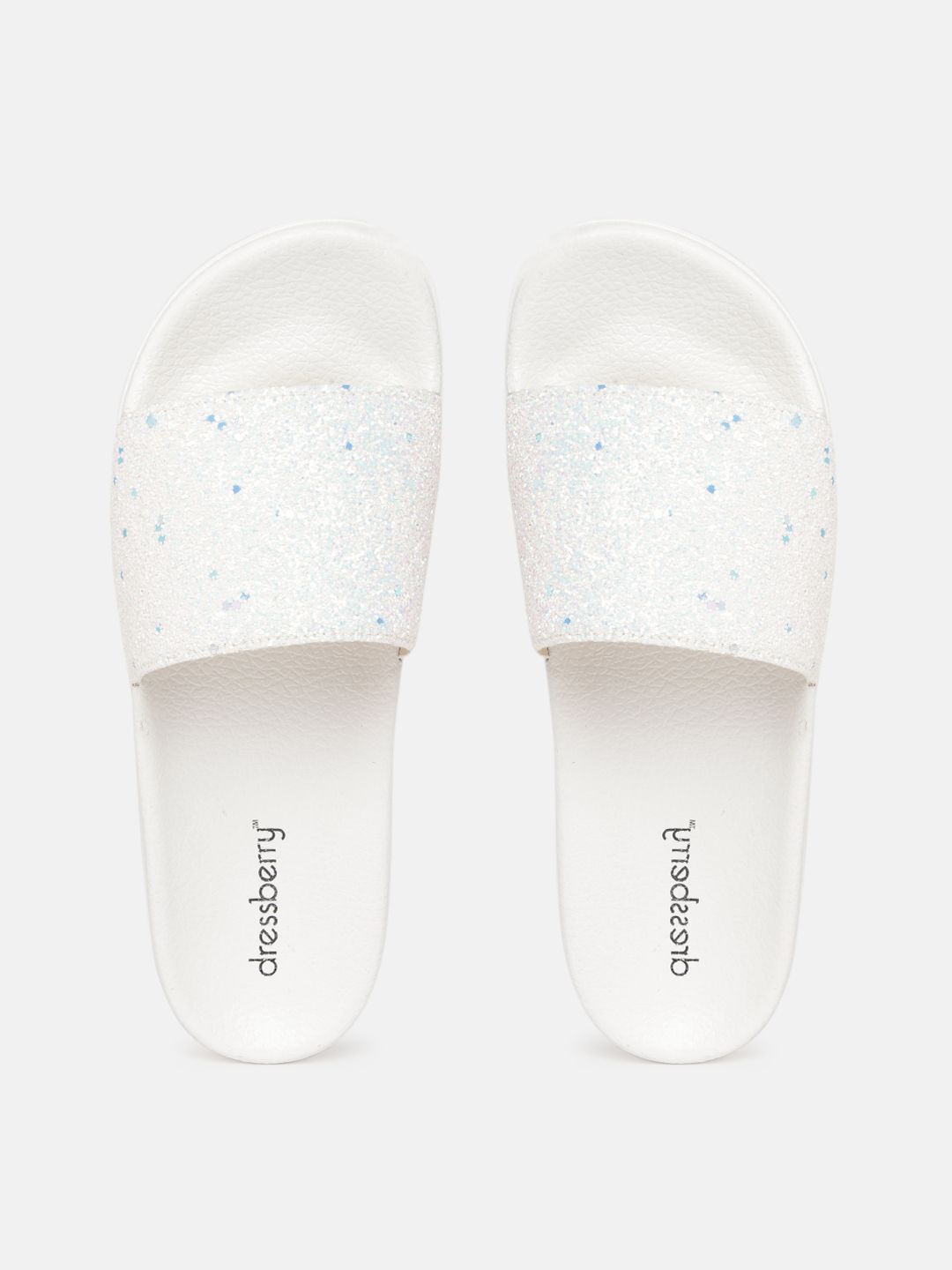 DressBerry Women White Embellished Sliders Price in India