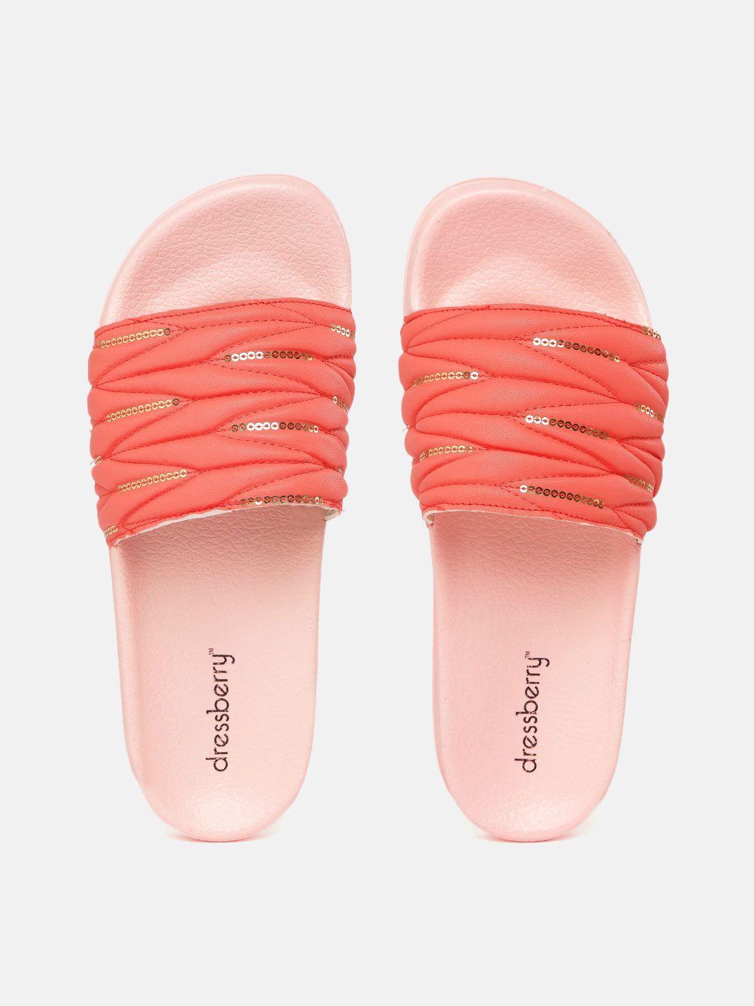 DressBerry Women Orange Rubber Sliders Price in India