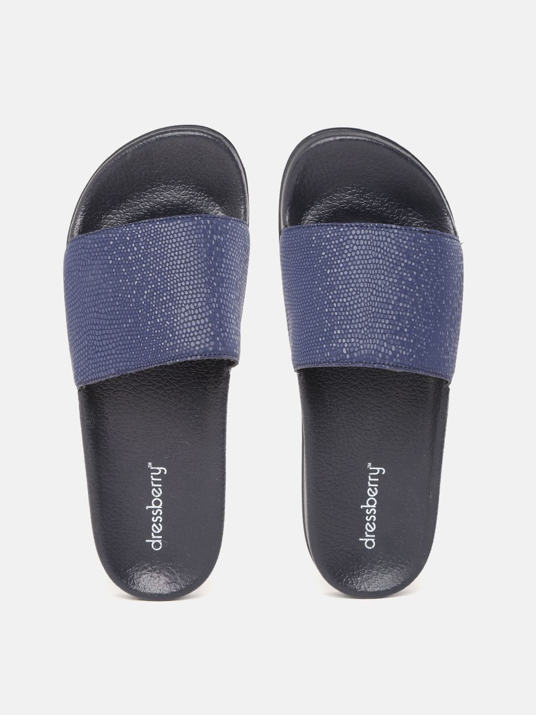 DressBerry Women Blue Rubber Sliders Price in India