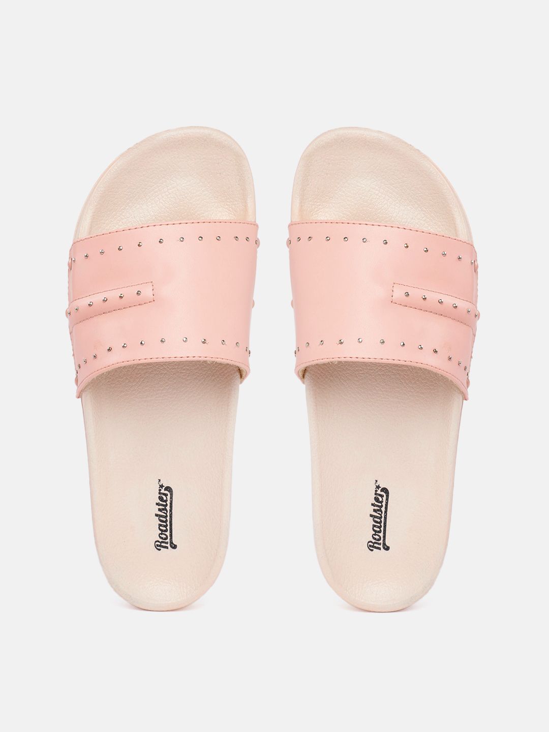Roadster Women Pink Embellished Sliders Price in India