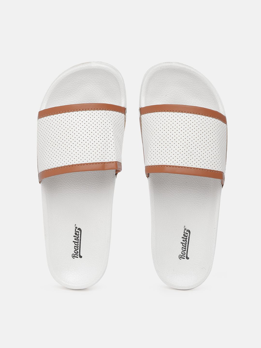 Roadster Women White Perforated Sliders Price in India