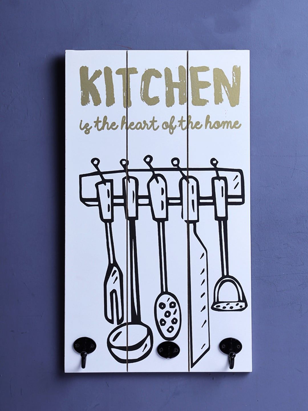 A Vintage Affair- Home Decor White & Black Kitchen Print Wall Hanging Key Holder Price in India
