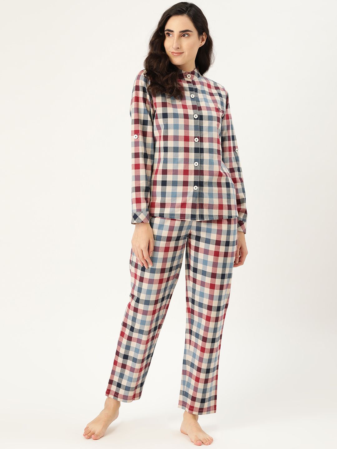 Clt s Women Multicoloured Checked Night suit Price in India
